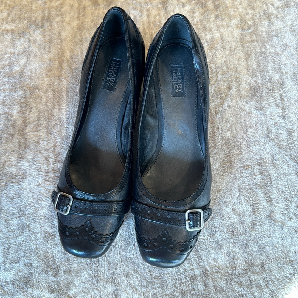 Hilary radley black leather heels. Gently used. Size 39 / 8